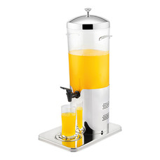 Buffet-drankdispenser hoogglans rvs m/transp. acrylic container 5ltr m/elektrische koeling 50(H)x33x22cm