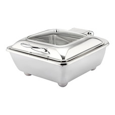 Chafing dish elektrisch rvs vierkant 24(H)x48x40cm m/glasdeksel incl. elektrisch verhittingselement 230V 360W