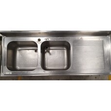 Spoeltafel met 2 spoelbakken geheel rvs 1800x700x900mm