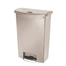 Afvalbak Slim Jim 90 liter beige merk  Rubbermaid met pedaal verrijdbaar