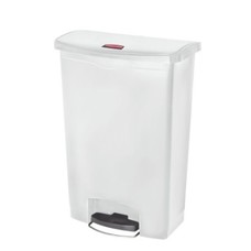 Afvalbak Slim Jim 90 liter wit merk met pedaal verrijdbaar