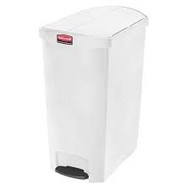 Afvalbak Slim Jim 90 liter wit end step merk  Rubbermaid met pedaal verrijdbaar