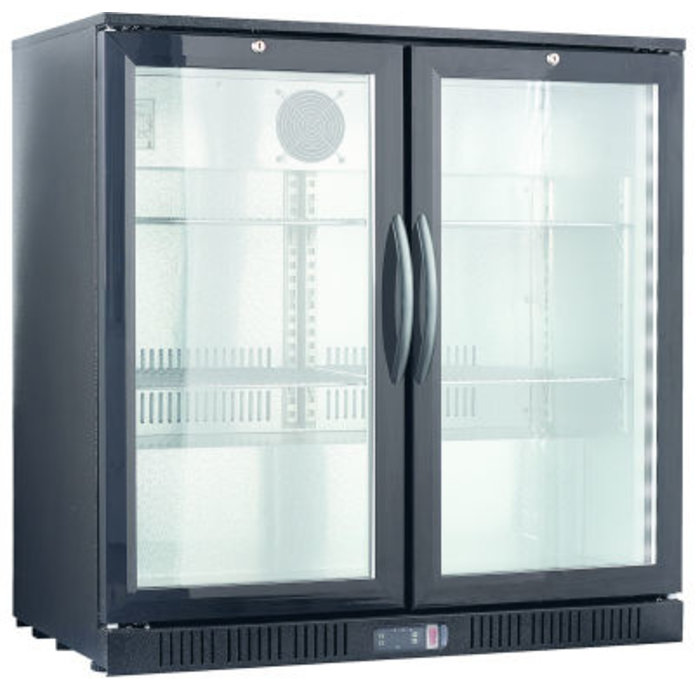 Barkoeler 2 glasdeuren zwart  208liter 250watt merk TopCold