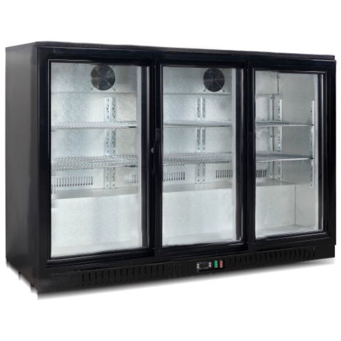 Barkoeler 3 glas schuifdeuren zwart 320 liter 230W merk TopCold