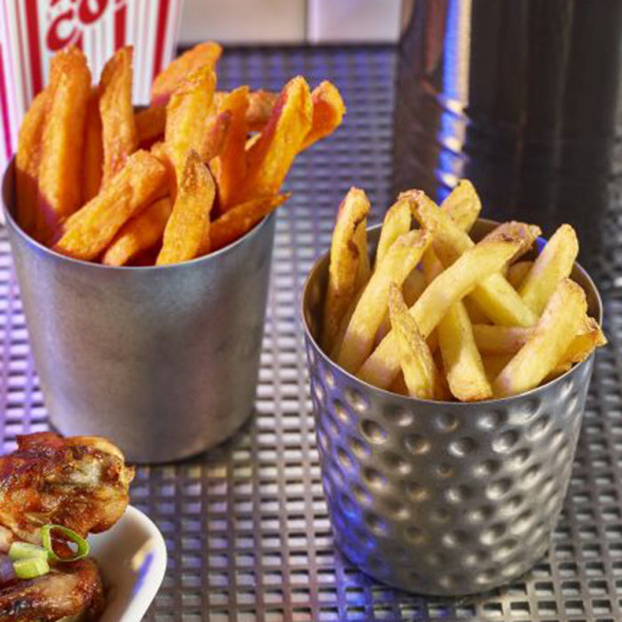 Friet/patatbakje gehamerd rvs look doos à 12