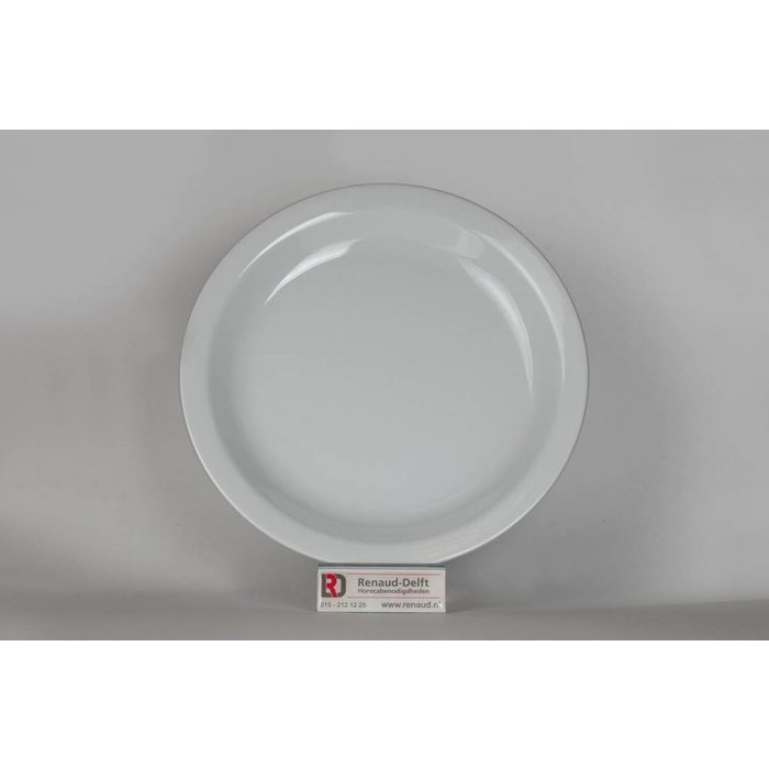 Renaud Stretto plat bord 26,5cm smalle rand doos à 12 wit hard hotelporselein // € 4.20