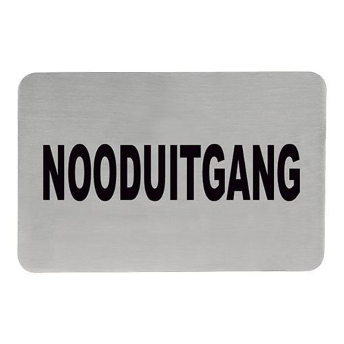 Tekstplaatje "nooduitgang" rvs 18/10 zelfklevend