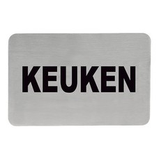 Tekstplaatje "keuken" rvs 18/10 zelfklevend