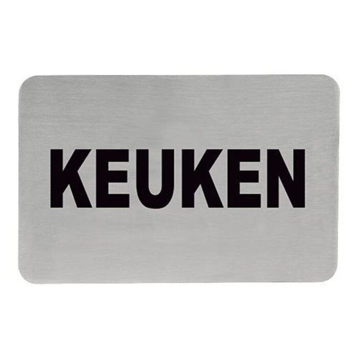 Tekstplaatje "keuken" rvs 18/10 zelfklevend