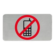Tekstplaatje "mobiele telefoon verbod" rvs 18/10 zelfklevend
