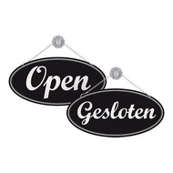 Tekstplaat/bord "Open-Gesloten" kunststof m/zuignap en ketting Tekstplaat/bord "Open-Gesloten" kunststof m/zuignap en ketting