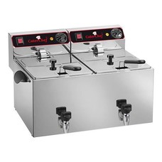 Caterchef friteuse rvs 9+9 ltr m/aftapkraan