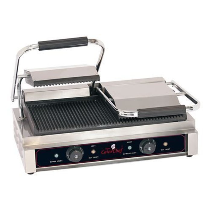 Caterchef contactgrill Duetto compact boven- en onder geribd