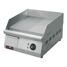 Caterchef bak/grillplaat 40x40cm 1/2 glad/1/2 groef 230V 3000W