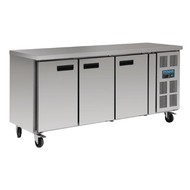 Polar koelwerkbank rvs 3 deurs 70cm 417ltr verrijdb.