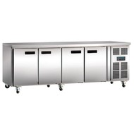 Polar koelwerkbank rvs 4 deurs rvs 70cm 563ltr verrijdb.