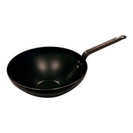 Pujadas wok plaatstaal met steel en extra handgreep Ø24cm