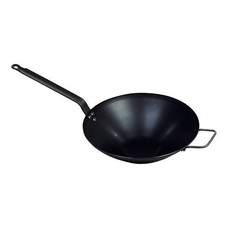Pujadas wok plaatstaal met steel en extra handgreep Ø32cm