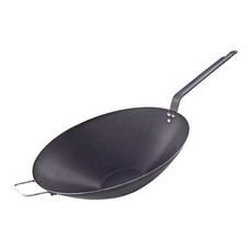 Pujadas wok plaatstaal met steel en extra handgreep Ø40cm