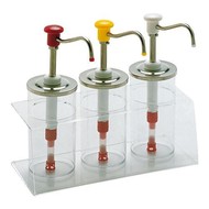 Saus/dressingbar kunststof m/rvs deksel 27(H)x39x18cm 3x950ml Saus/dressingbar kunststof m/rvs deksel 27(H)x39x18cm 3x950ml