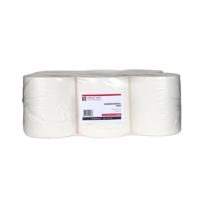 Euro Products Midi poetspapier cellulose 300 m x 20 cm 1-laags – per 6 rollen