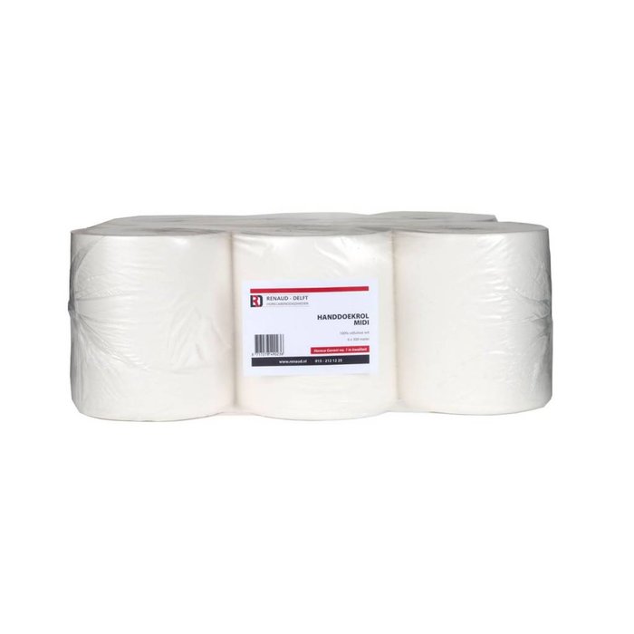 Midirol poetspapier pak á 6 rol 300x0.20 mtr. 100% cellulose wit