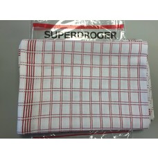 Theedoek superdroger rode ruit katoen 65x65cm pak à 6