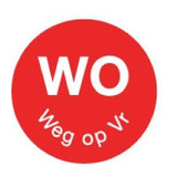 Permanent sticker 'wo weg op vr' 19 mm 1000/rol – per 12 stuks