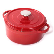 Surel braadpan m/deksel gietijzer Ø28cm rood Surel braadpan m/deksel gietijzer Ø28cm rood