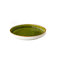 Q Authentic bord m/opstaande rand stapelbaar groen Ø20,5cm doos à 6