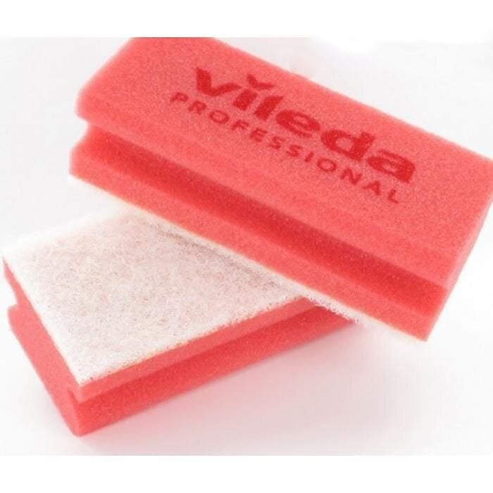 Spons rood/wit m/handgreep vileda pak á 10 stuks