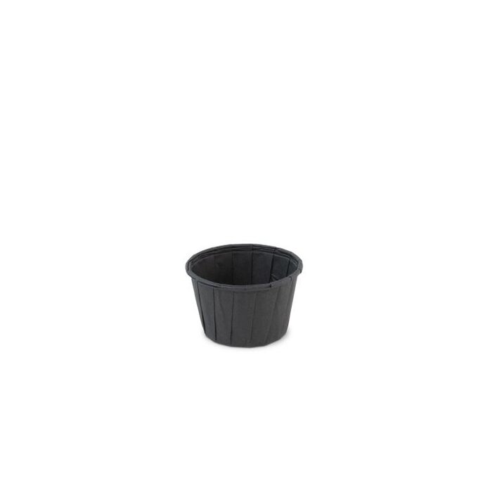 Sausbakje papier (FSC®) rond zwart 1.25oz/ 37ml doos à 12x200 afm: Ø50 xH31mm.