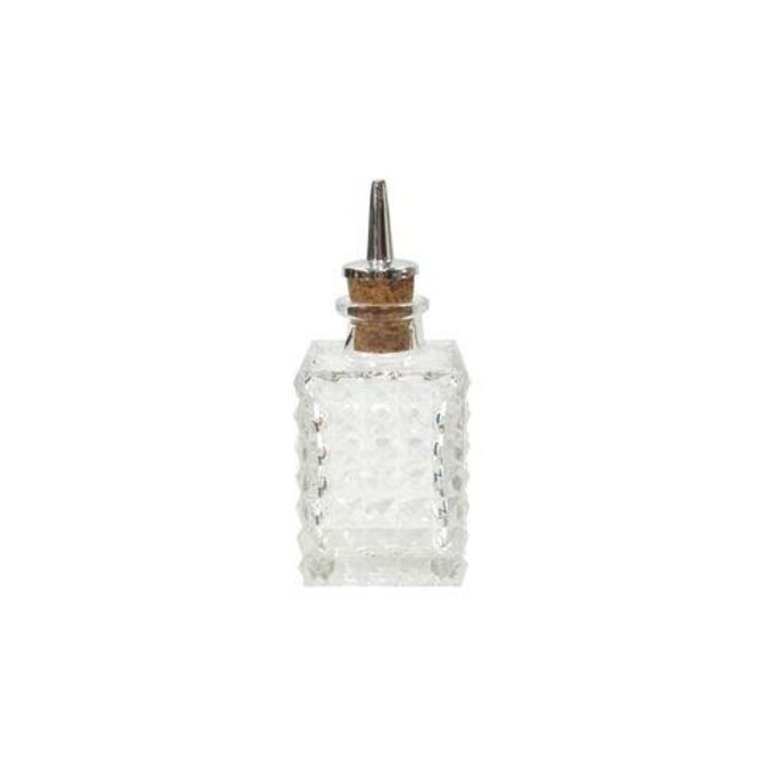 Bitters fles vierkant 100ml rvs schenktuit met kurk