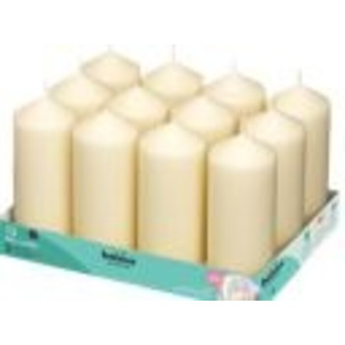 Bolsius stompkaars ivoor H170xØ68mm tray à 12 62 brandduur.
