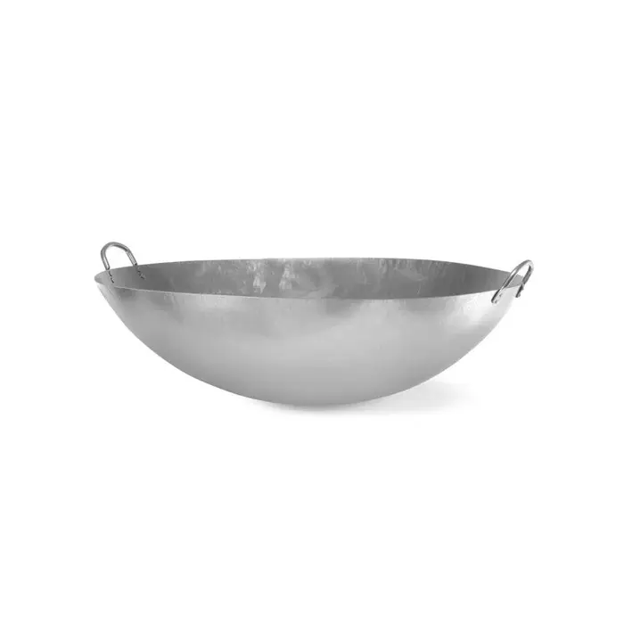 Wokpan plaatstaal Ø70cm H 22cm met 2 grepen