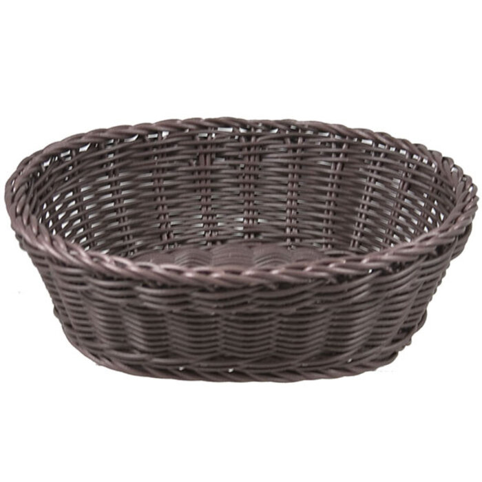 Broodmand kunststof bruin riet 25x20x7,5(h)cm ovaal