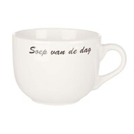 Soepkop wit 50cl met opdruk "Soep v.d. dag"  Ø10,5xH8,5cm doos à 6 stuks