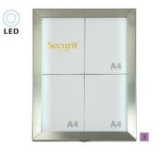 Menukast RVS 4xA4 voorzien van glas en LED