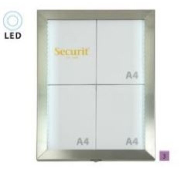 Menukast RVS 4xA4 voorzien van glas en LED