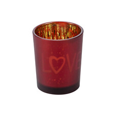 Love Gold theelichthouder rood doos à 6 Ø5,5 H 7cm