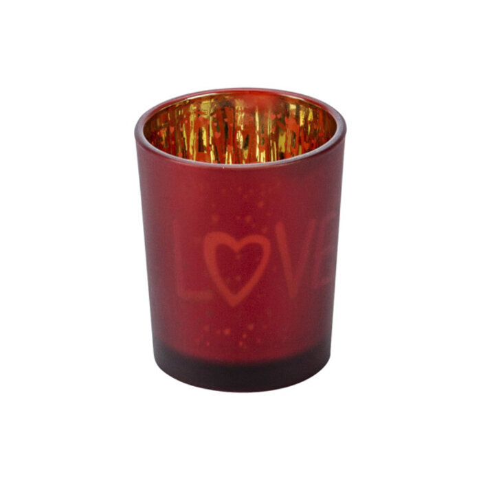 Love Gold theelichthouder rood doos à 6 Ø5,5 H 7cm