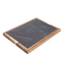 Acacia plank met leisteen ingelegd 35x25x2cm