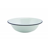 Emaille ovenschaal rond met blauwe rand 12cm x 6cm 500 ml – per 12 stuks