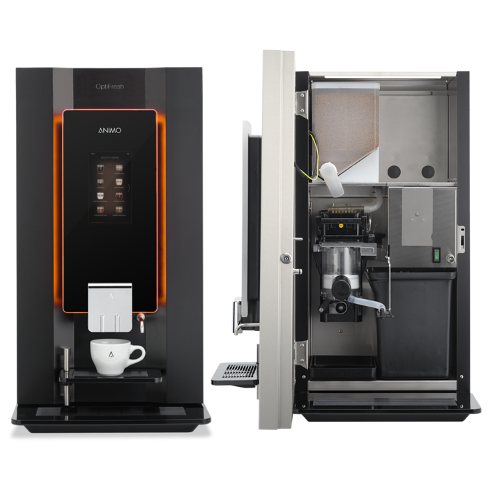 Animo OptiFresh 1 Touch Koffiemachine (bonen) Zwart, 1 Fresh Brew canister, 409x575x773cm (BxDxH)
