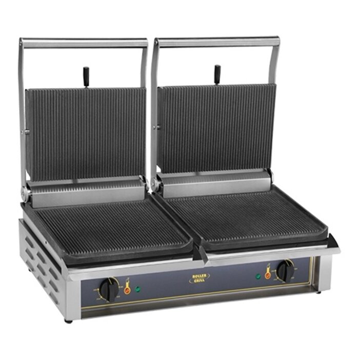 Roller Grill Contactgrill – geribbeld-geribbeld – gietijzer