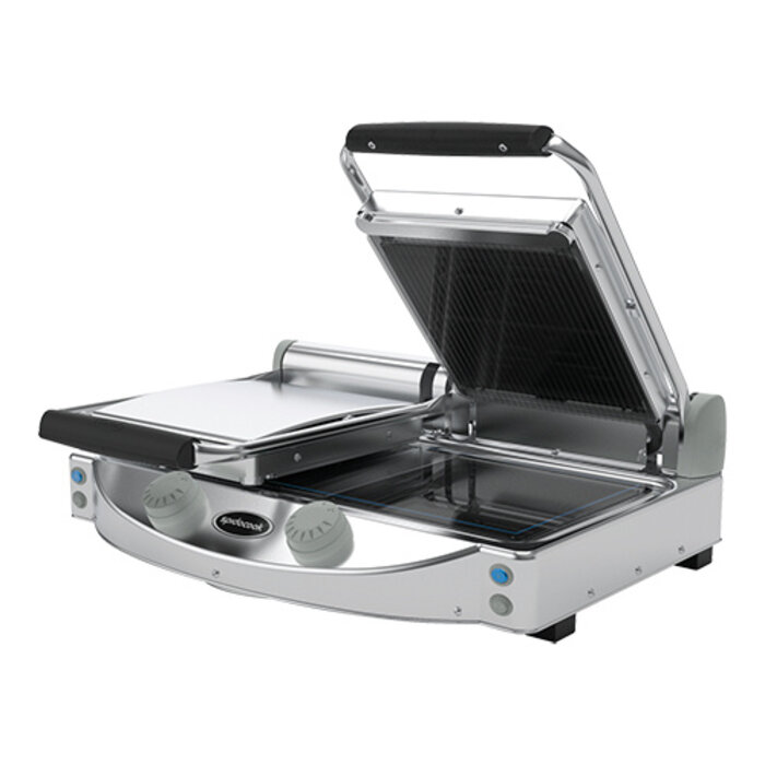 SpidoCook Contactgrill – glad-geribbeld – keramische glasplaat