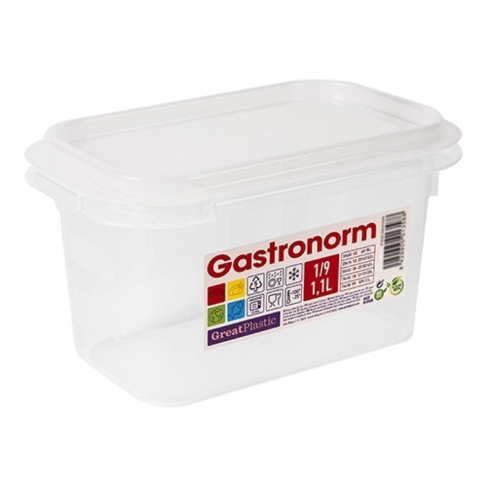 Great Plastic Voedseldoos GN1/9 – 100 mm – polypropyleen (PP) – transparant