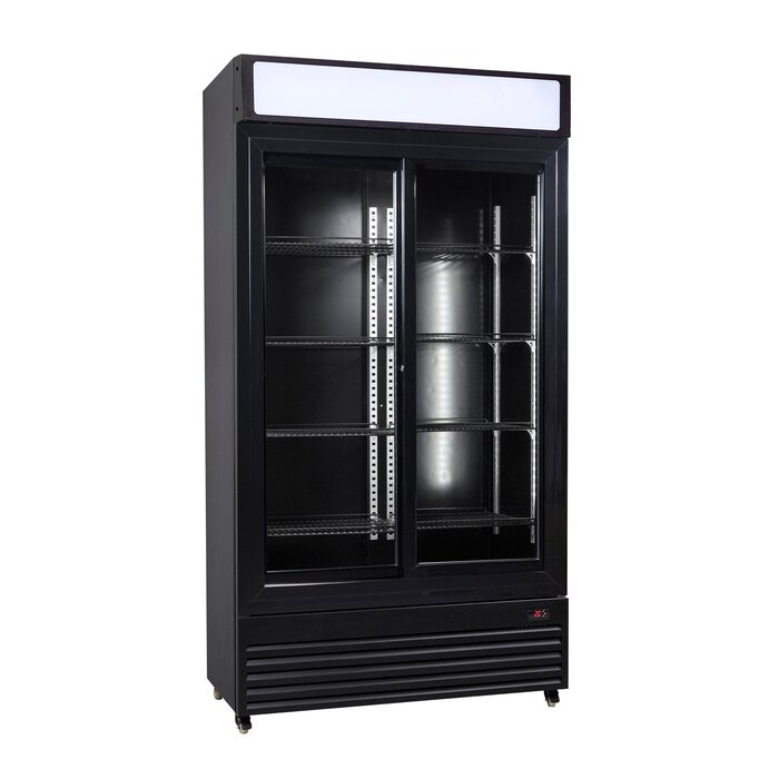 Combisteel Koelkast schuif glasdeuren bez-780 sl zwart