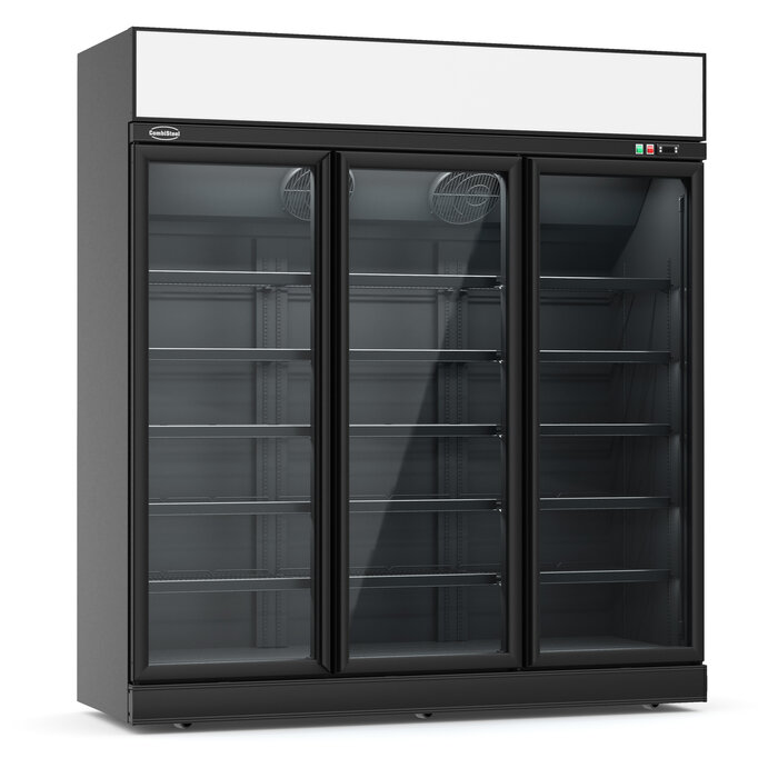 Combisteel Koelkast 3 glasdeuren zwart ins-1530r bl
