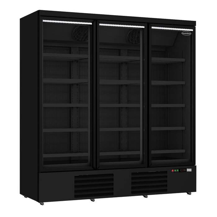 Combisteel VRIESKAST 3 GLASDEUREN ZWART JDE-1530F BL **Let op, er is sprake van een hogere inschakelstroom waardoor een automaat met C karakteristiek noodzakelijk is.**